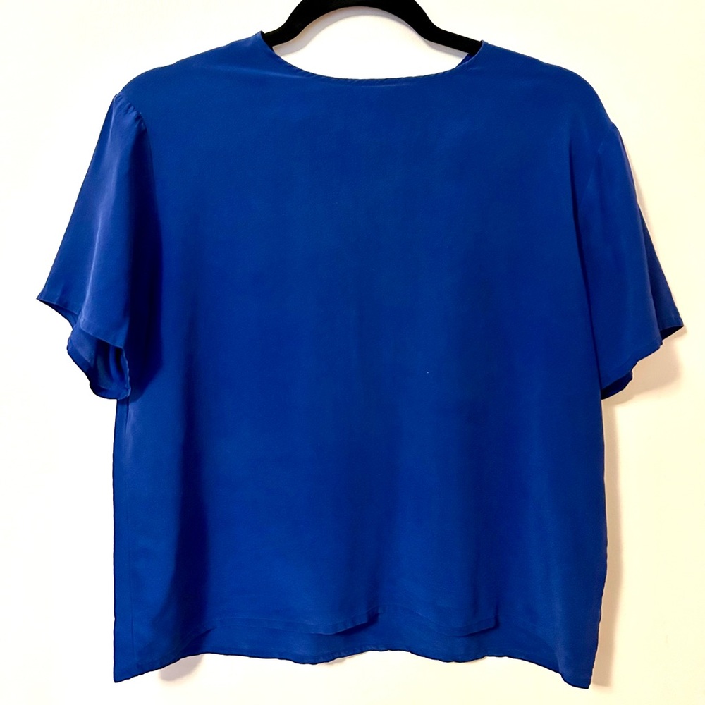 100% Silk Blue Blouse M
